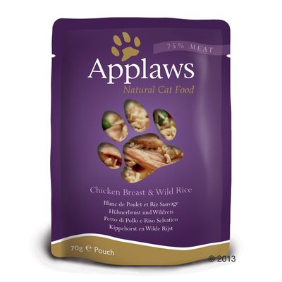 Bolsa de pollo y esp/árragos para gatos,12 x 70 g Applaws