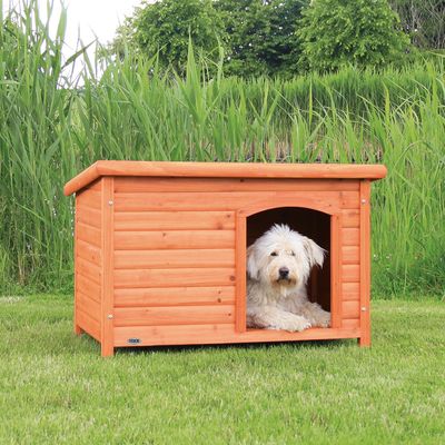 Casota de madeira Trixie Natura com telhado plano para cães