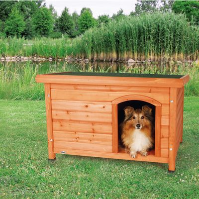 Casota de madeira Trixie Natura com telhado plano para cães