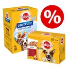 Extra voordelig! 96 x 100 g Pedigree Maaltijdzakjes Mix + 28 Stuks Dentastix Medium 