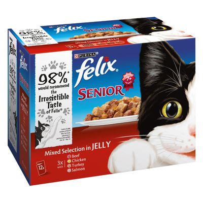 felix senior cat food 44 pouches