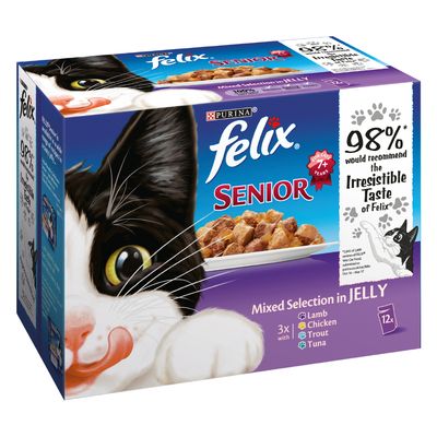 felix senior cat food 44 pouches