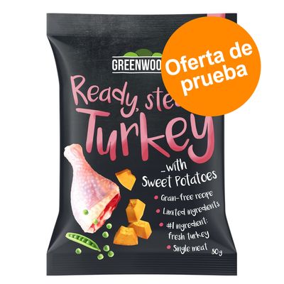 80g Pavo Boniato guisantes calabaza greenwoods pienso para perros 3x08kg