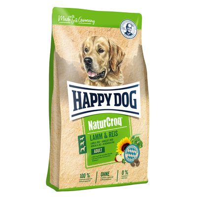 Happy Dog NaturCroq jagnjetina in riž hrana za pse ugodno v zoohit