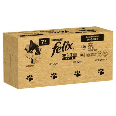 FELIX Jumbopack Katzenfutter – 88 X 100 G Päckchen, Rindfleisch-Geschmack, Für Erwachsene Katzen