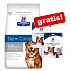 10 / 12 kg Hill’s Prescription Diet Canine Derm + HypoAllergenic Snacks gratis!