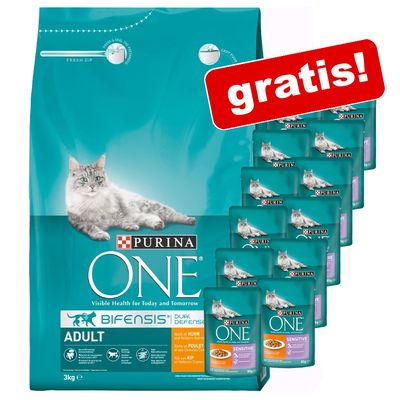 3 kg purina one trockenfutter 12 x 85 g sensitive nassfutter gratis gunstig kaufen zooplus