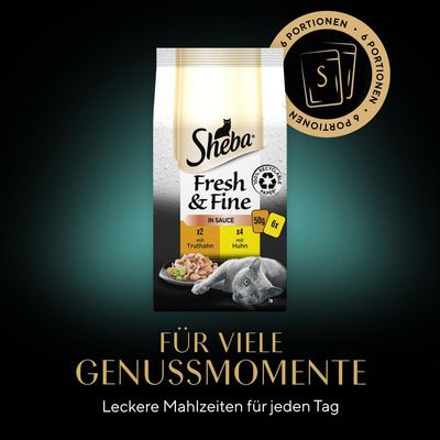SHEBA Katzenfutter Portionsbeutel Multipack - Frisches Nassfutter Mit Rind, Huhn & Ente