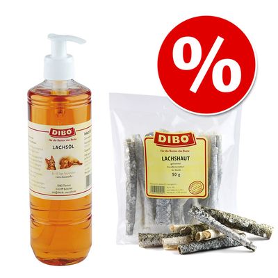 2x500ml Dibo Aceite de para mascotas 500ml 50g snacks