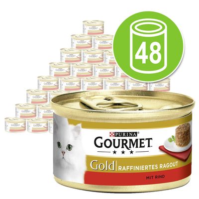 Gourmet Gold Katzenfutter Gunstig Bei Zooplus Gourmet Gold Raffiniertes Ragout 48 X 85 G