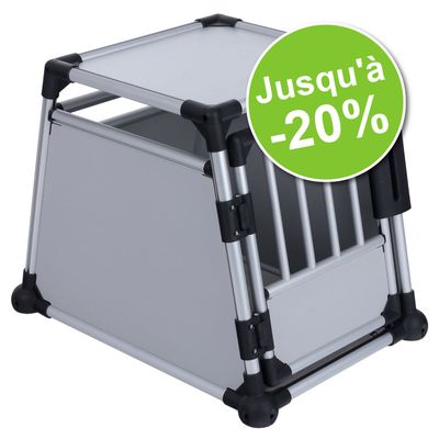 Cage De Transport Aluminium 50x54x69 Cm – 1 Porte Avant 65° / Arrière 90° – Idéale Voyages Chiens Chats Lapins – Tapis Sol Inclus – Ultra Légère & Sécurisée