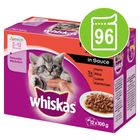 Whiskas Junior Classic Selectie in Saus / Gelei Maaltijdzakjes Voordeelpakket 96 x 85 g / 100 g