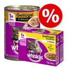 Whiskas Kattenvoer Gemengd Pakket: 12 x 400 g Blikken + 12 x 100 g Maaltijdzakjes