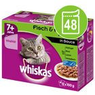 Whiskas 7+ Senior Selectie in Saus / Gelei Maaltijdzakjes Kattenvoer Voordeelpakket 48 x 85 g/100 g