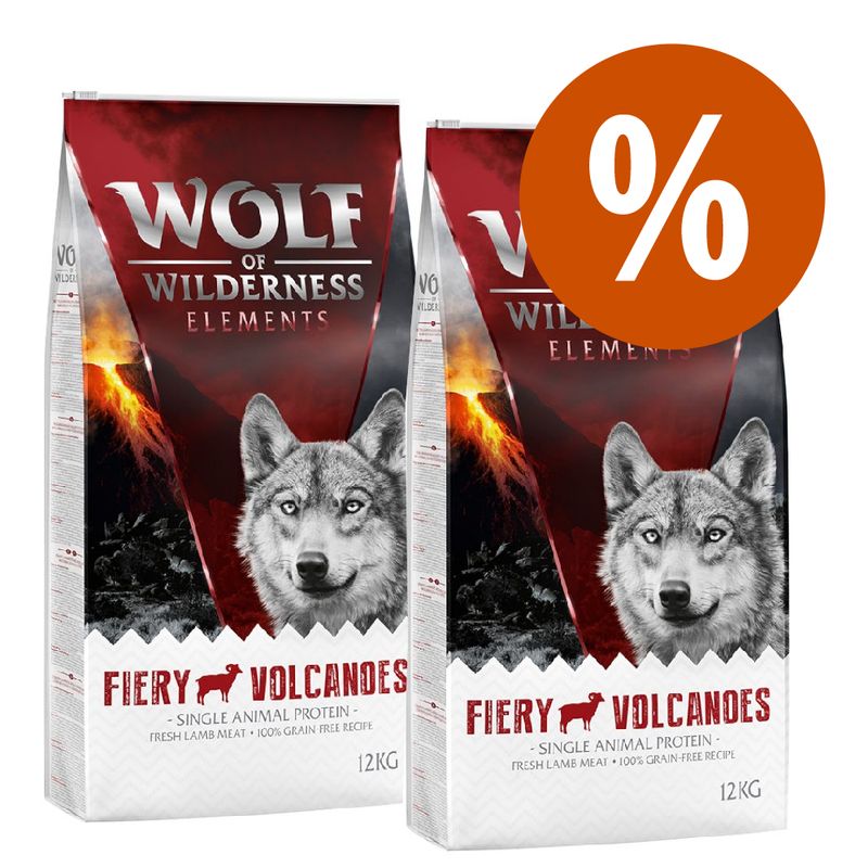  2 x 12 kg Wolf of Wilderness Elements Crocchette monoproteiche per cani